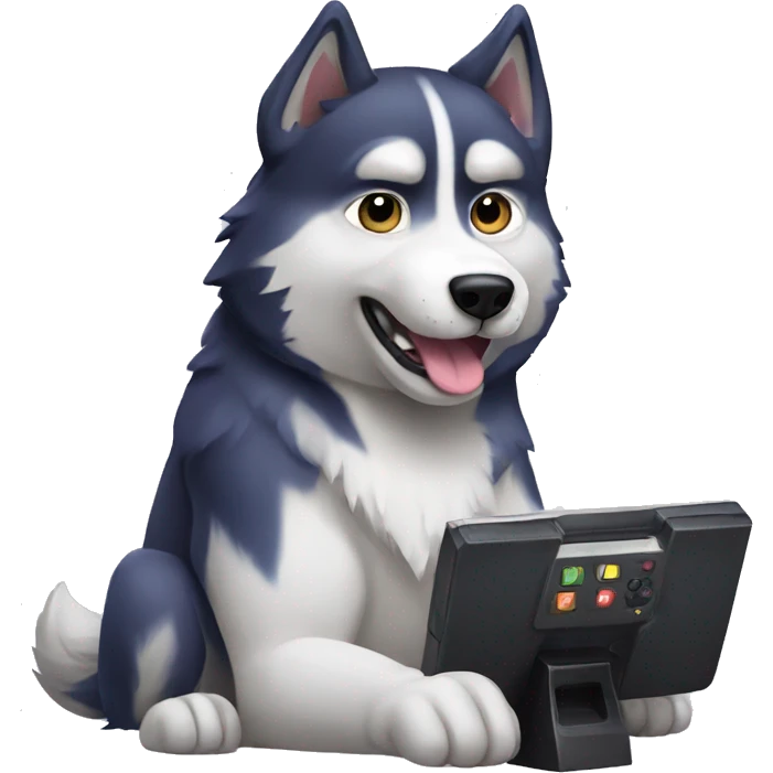 Husky playing video games emoji