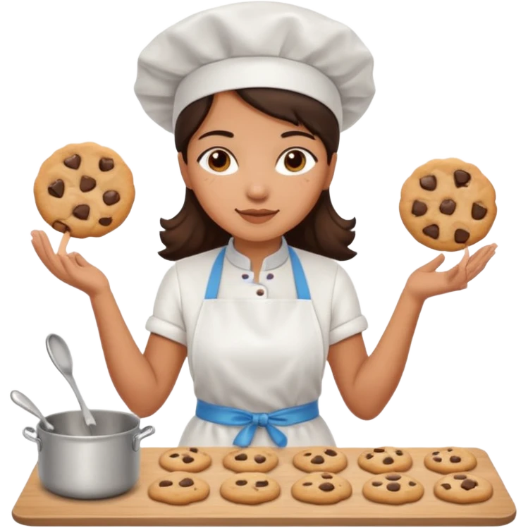 cocinera mujer haciendo cookies emoji