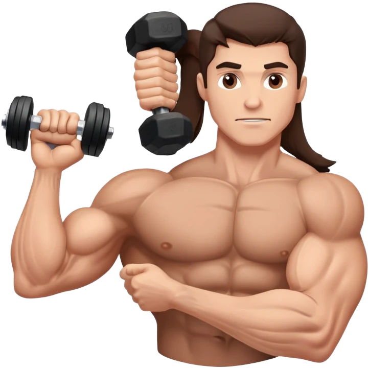 Brunette man very muscular with duumbell emoji