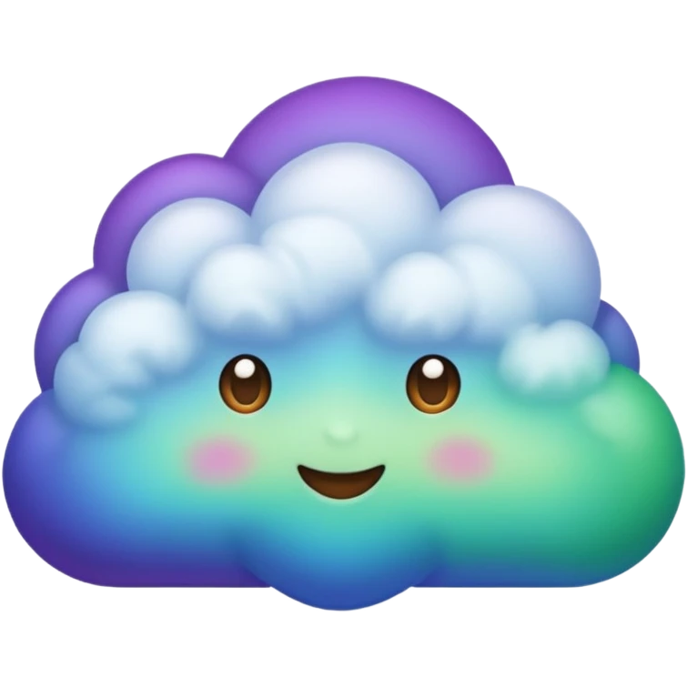purple and green and blue gradient fluffy cloud with lighting emoji