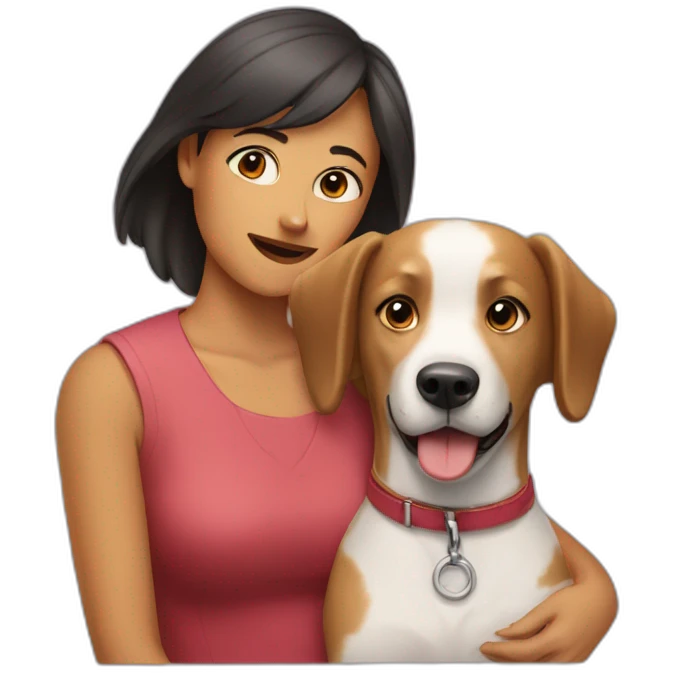 a dog with a women emoji