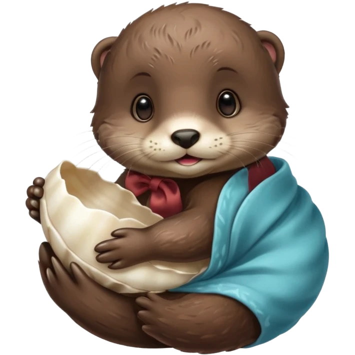 baby otter hold a shell emoji