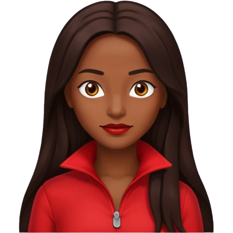 Rozonda Chilli Thomas with dark brown long hair, brown eyes, red outfit emoji