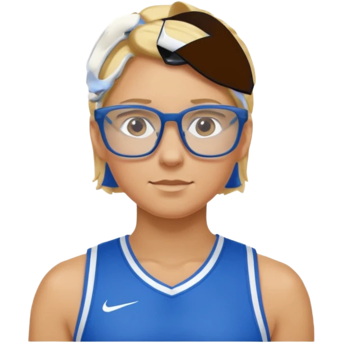 Blonde Athlete with Glasses – Blonde hair, blue sports jersey.

 emoji