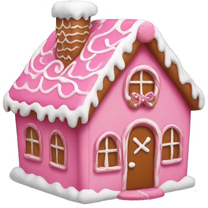 A pink gingerbread house emoji