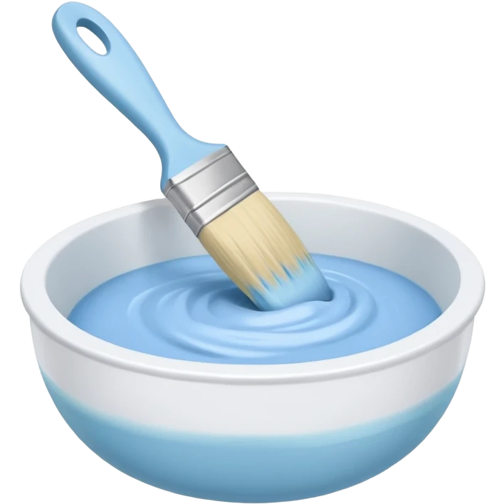 bowl of pastel blue hair dye with a brush nearby emoji