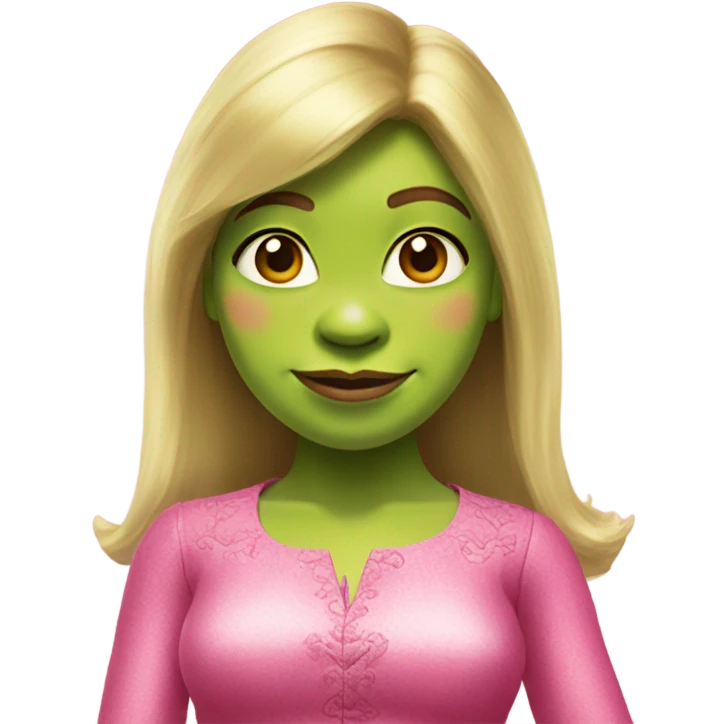 Shrek in glamour pink outfit emoji