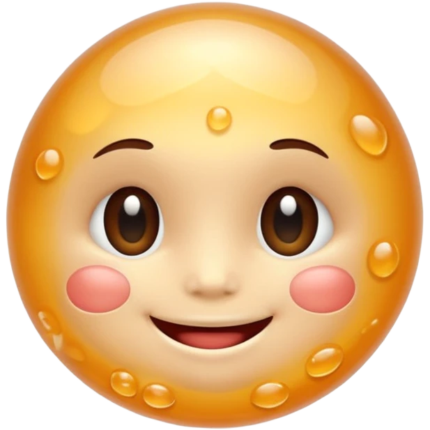 Cute, smiling, glowing stem cell with small protrusions. White background. emoji