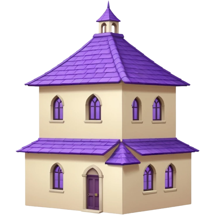 single tall seclusion tower with one large windows above, a purple roof and cream walls, and no entrance emoji