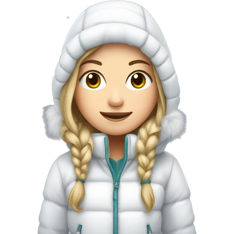 White girl in snow jacket and snow boots emoji