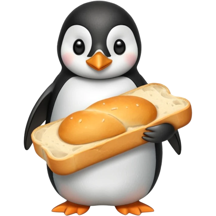 a penguin holding a loaf emoji