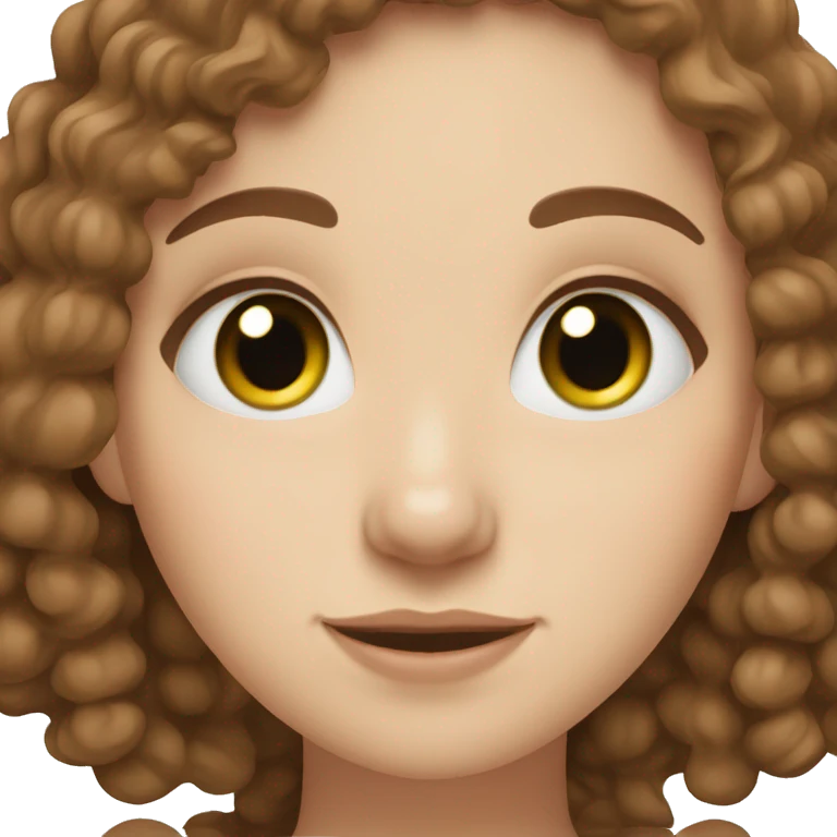 white girl with brown curly hair and a mole on her cheek with green eyes  emoji