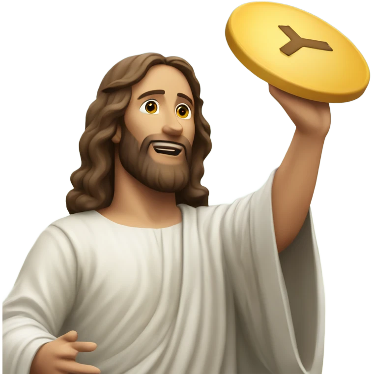 Jesus Christ tossing frisbee emoji