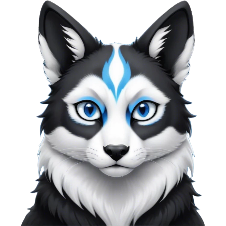 Cinematic Meme-Worthy Grumpy Black and White Border Collie Portrait Emoji, Head held high but eyes filled with dramatic disappointment, smooth black and white fur with a deeply furrowed brow forming an unmistakable scowl, floppy ears slightly angled back in disapproval, piercing blue eyes glaring with pure exasperation, Simplified yet hilariously over-exaggerated features, highly detailed, glowing with an aura of supreme annoyance, high shine, exhausted yet judgmental, stylized with an almost regal pettiness, bright but brooding, soft glowing outline, capturing the essence of a herder that has seen it all and is thoroughly unimpressed, so meme-worthy it feels like it could instantly become the next viral sensation of grumpiness! emoji