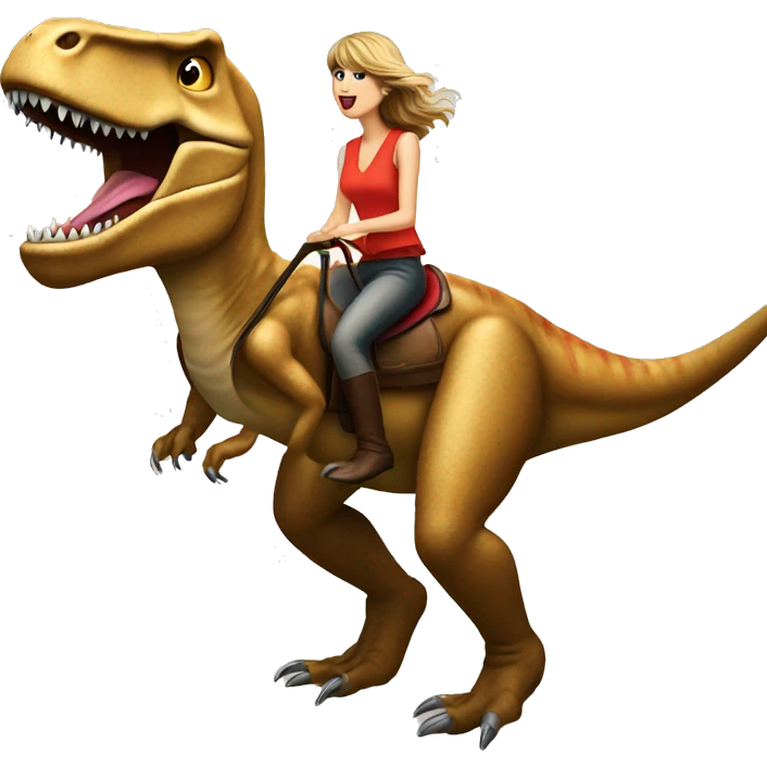 Taylor swift riding a trex emoji