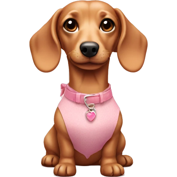 Dachsund cream with pink dress emoji