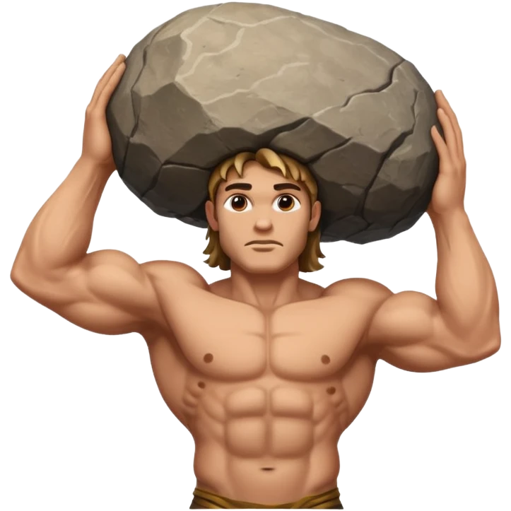 Atlas the greek god with a big rock  emoji