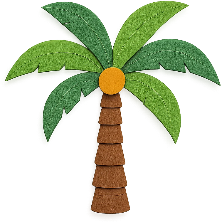 palm tree, bright and playful, paper-craft style emoji