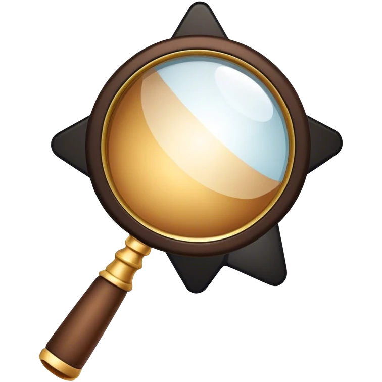 A magnifying glass put insiade a star like shape of brown/;gold/black colour. make it look smooth emoji