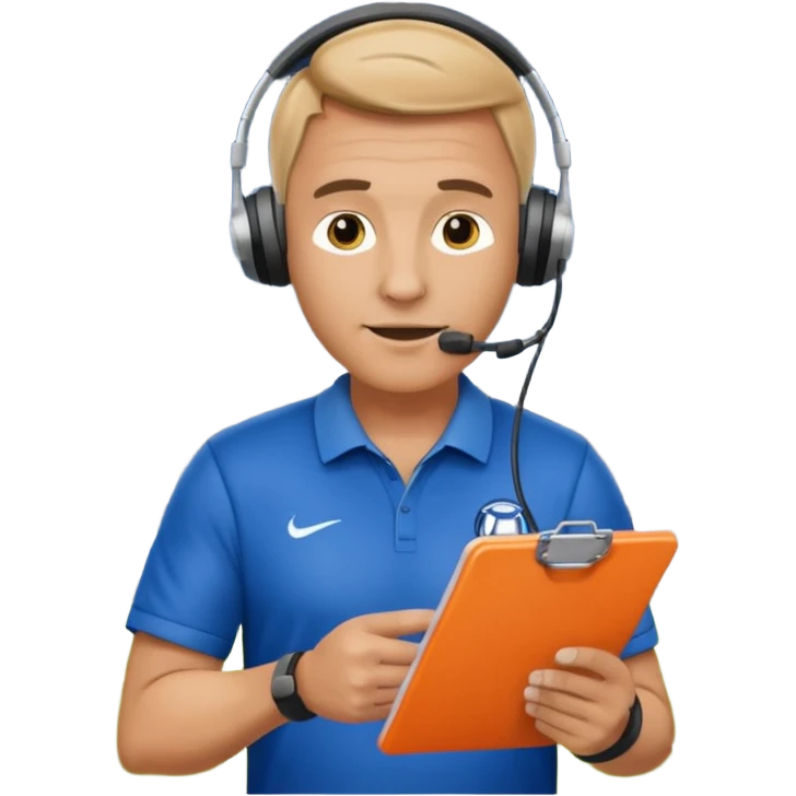 Soccer coach giving instructions on field, stadium lights, cinematic, realistic ⚽📋 emoji