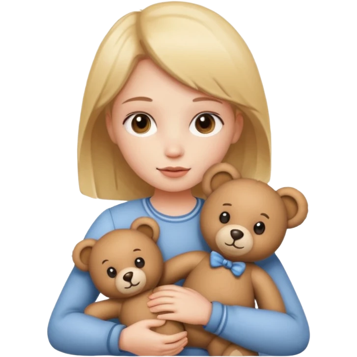 A girl with fair color and teddy bear in her hand emoji