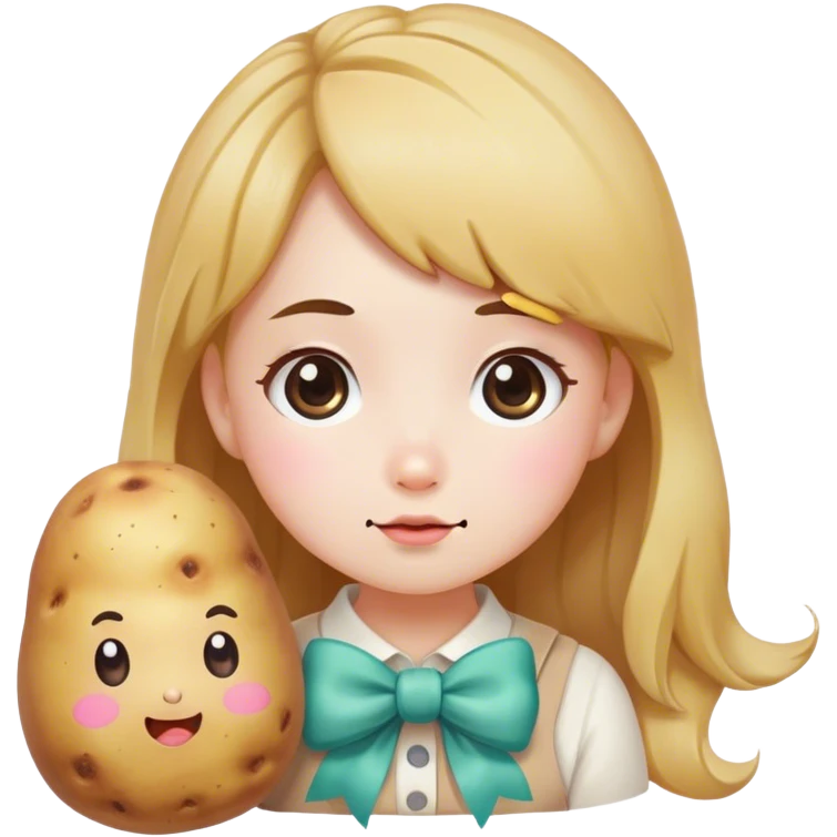 meditater kawaii potato girl bow emoji