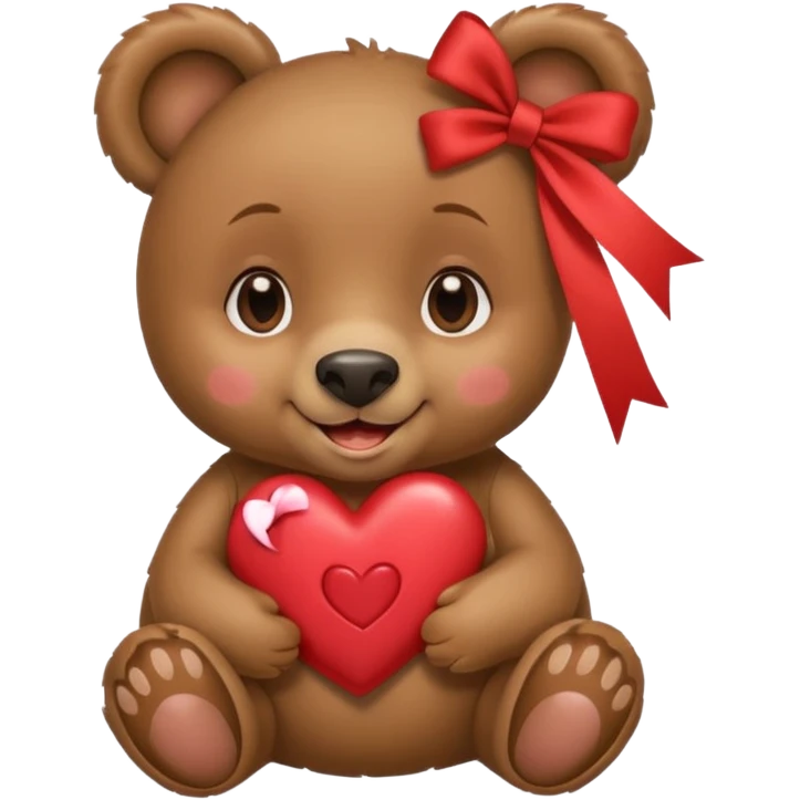kissing female bear with heart and ruban on the ear emoji