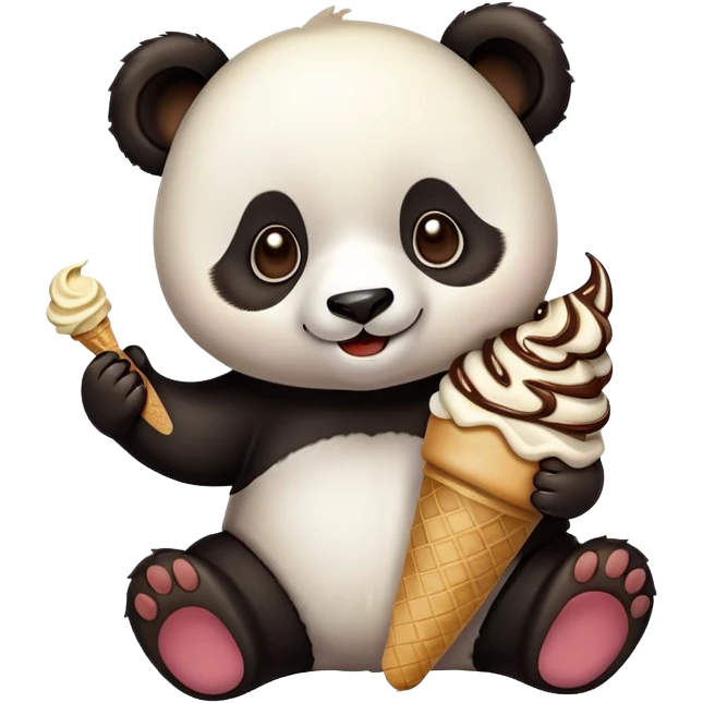 Panda eating ice cream emoji