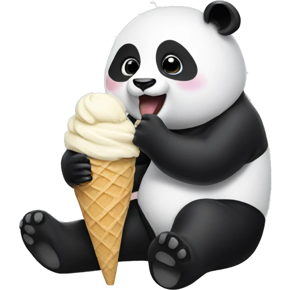 Panda eating ice cream on the moon  emoji