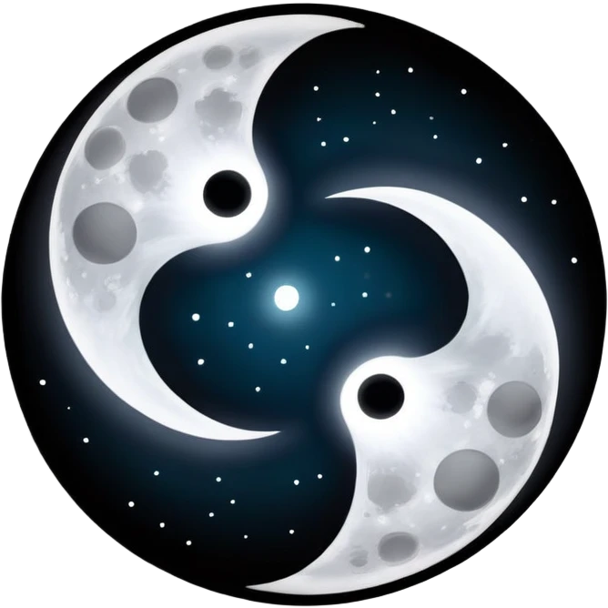 Two full moons in a black hole emoji