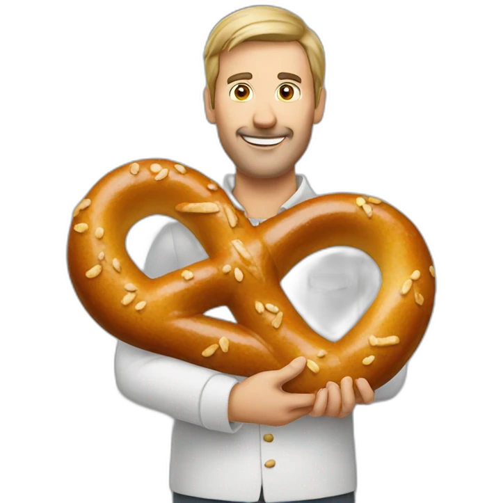 german man holding a pretzel emoji