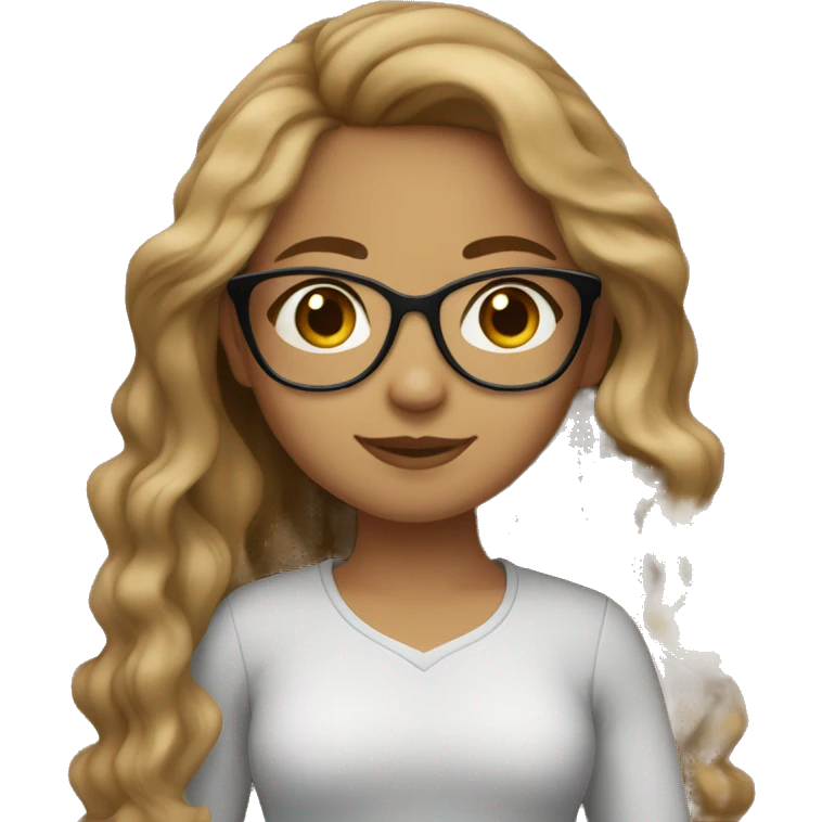 Girl with light brown wavy hair , with light tan skin and glasses. Also brown eyes emoji