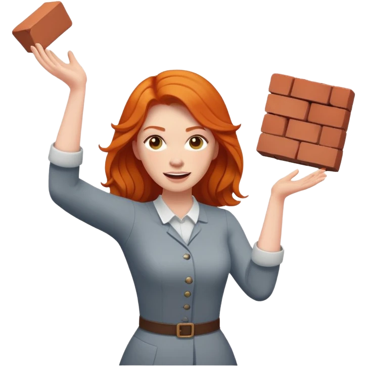 Ginger woman throwing a brick emoji
