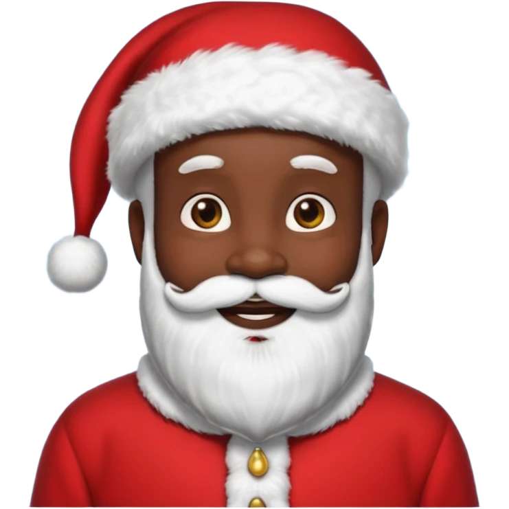 boneco negro vestido de papai Noel sorridente  emoji