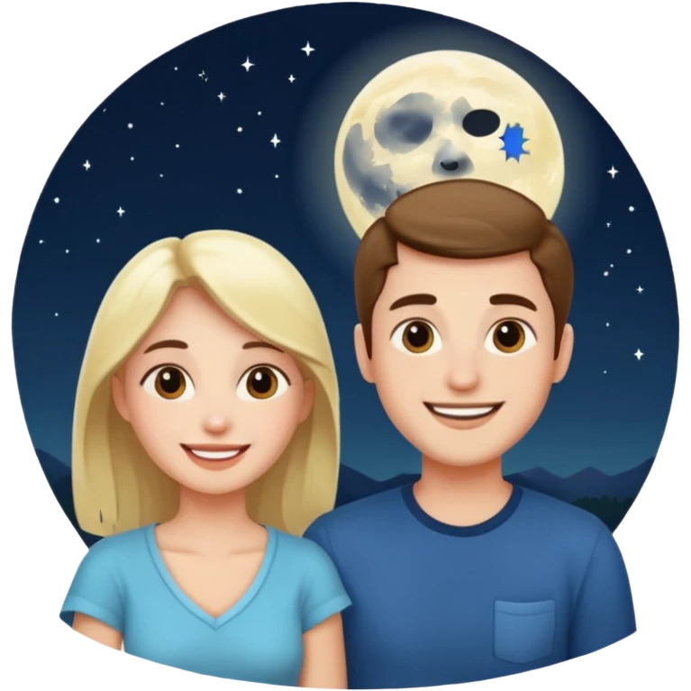 couple talking with moon in the background emoji