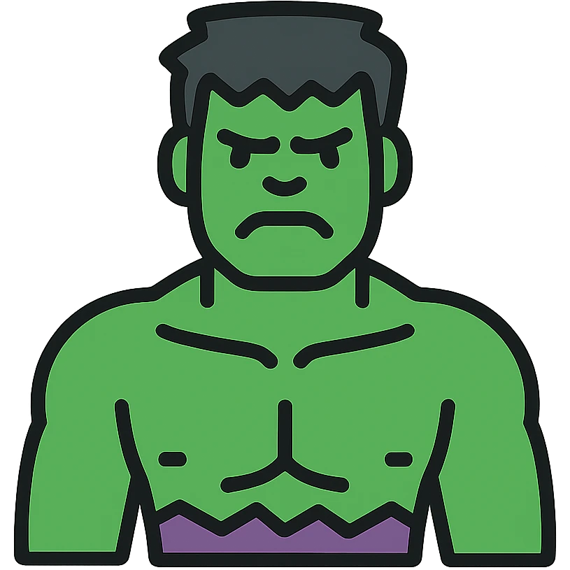 the Hulk color outline icon style emoji