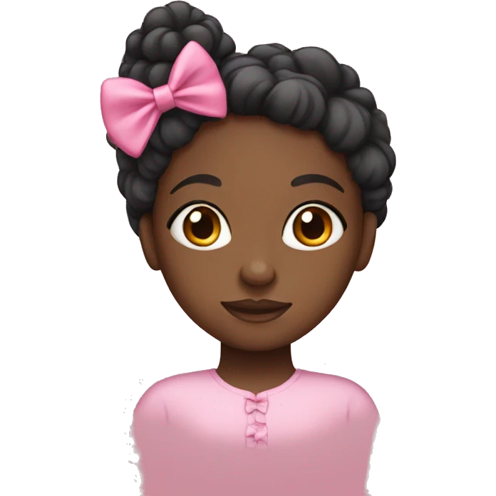 black girl with pink bow in hair emoji