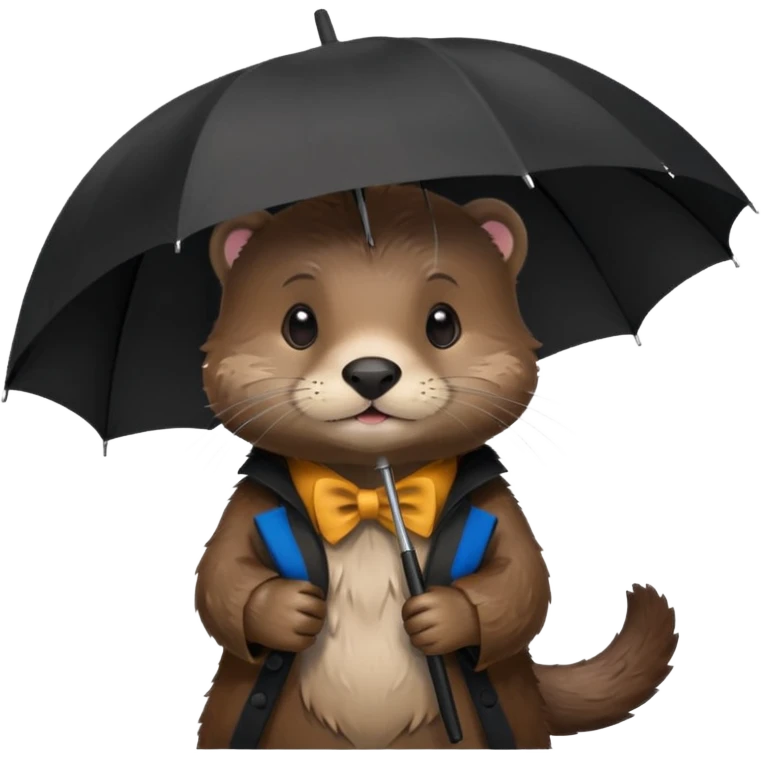 Loutre mignonne avec un parapluie emoji