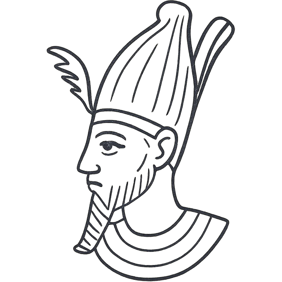 head of Osiris, ancient Egyptian deity, hand drawn black outlined icon emoji