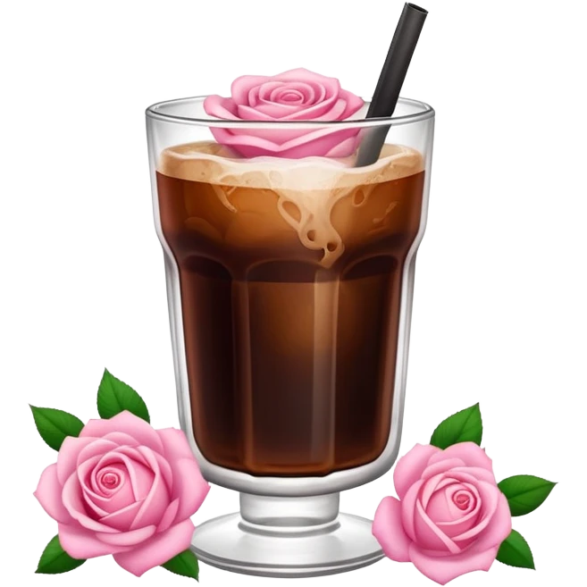 Cold brew coffee with roses pink mini small size glas emoji