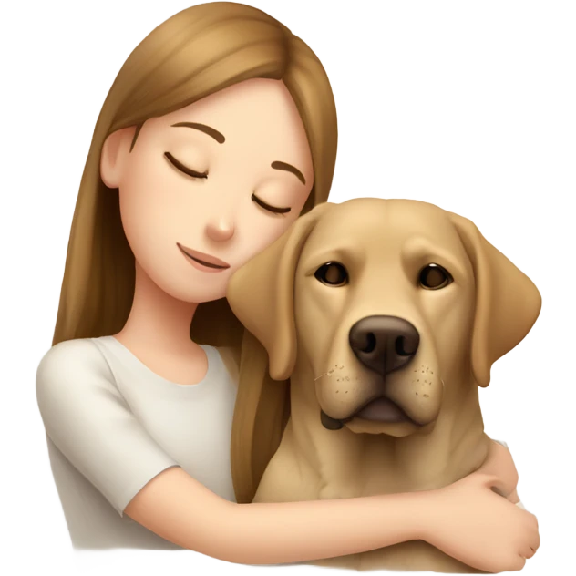 Dog labrador and girl whit bronw hair sleep emoji