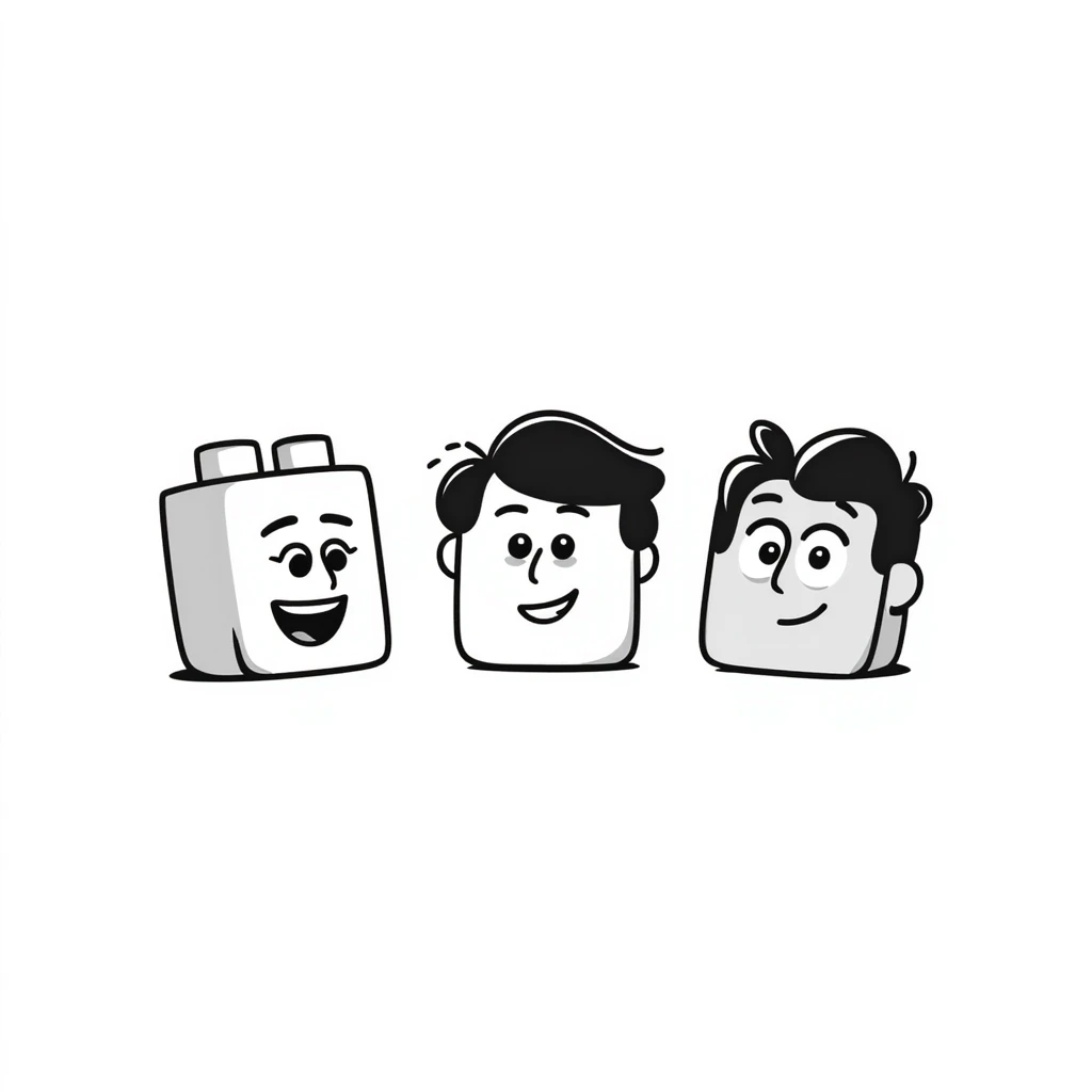 A collection of Lego-style bricks with different facial expressions emoji