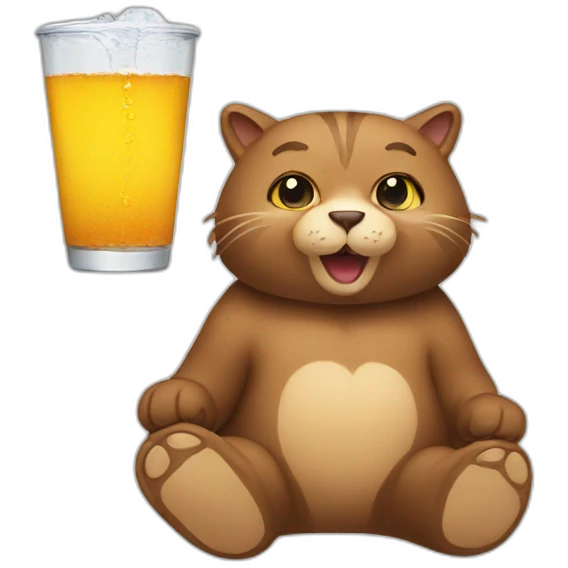 Cat drink a bear emoji