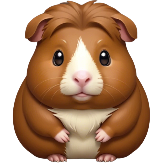 Cinematic Noble Brown Guinea Pig Portrait Emoji, Poised and regal, with a compact, chubby build and a soft, well-groomed rich brown coat, deep-set soulful dark eyes, Simplified yet sharp and sophisticated features, highly detailed, glowing with a warm, dignified glow, high shine, intelligent and charming, stylized with an air of gentle coziness, focused and attentive, soft glowing outline, capturing the essence of a watchful and confident little rodent, so majestic it feels as though it could scurry out of the screen with effortless authority! emoji