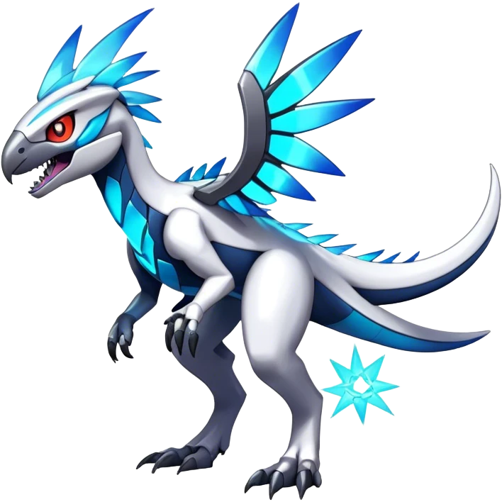 Shiny Futuristic Celestial Fakemon-Pokemon-Digimon-Spectrobes-Raptor-fusion, full body emoji