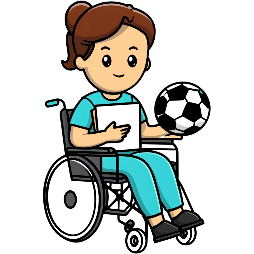 woman in wheelchair with football emoji
