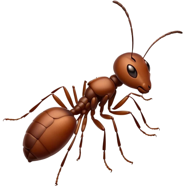 Beautiful and Majestic Ant Portrait Emoji, Head and body rendered in serene repose with a gentle, content smile, showcasing a finely detailed, compact form with eyes softly closed in tranquil slumber, Simplified yet exquisitely endearing features, highly detailed, glowing with a soft, drowsy natural light, high shine, relaxed and utterly noble, stylized with an air of timeless industrious grace, soft glowing outline, capturing the essence of a majestic ant that embodies the quiet power of nature! emoji