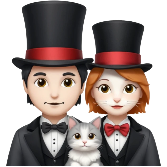magician couple and their pet cat emoji