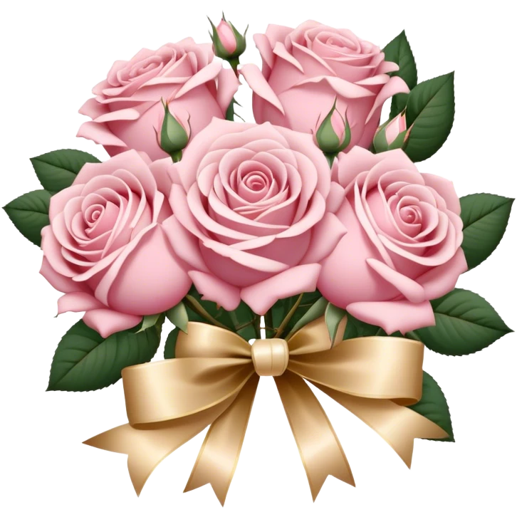 \Elegant Victorian-style bouquet of dusty pink roses with pearl accents and a gold-trimmed ribbon emoji