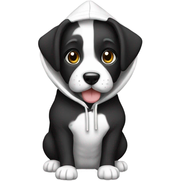 Dog black and White wearning hoodie  emoji
